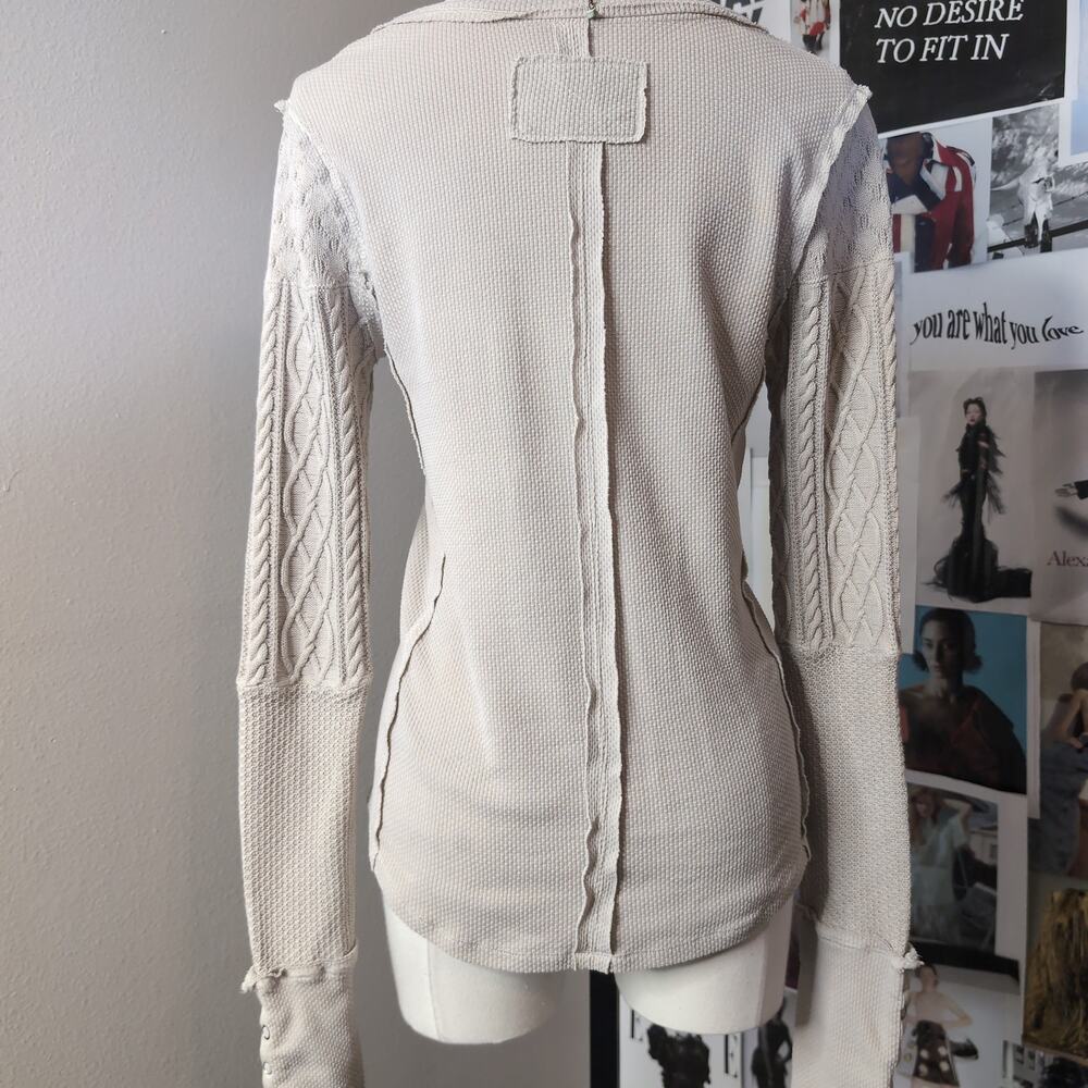 Waffle Knit Henley Top Free People - Picture 4 of 6